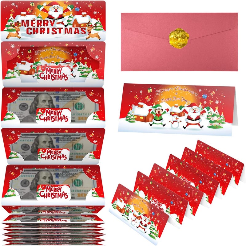 XiaosRen Red Christmas Envelope Money Holder with 10 Slots, Surprise Cash Gift Card Holders for Men Women Girls Boys Xmas Party Supplies - Image 1